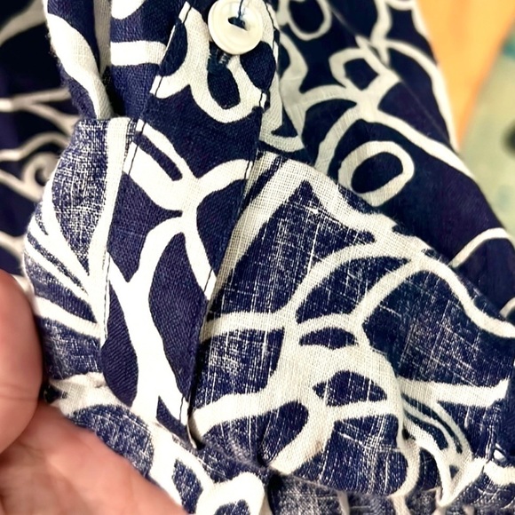Talbots,Linen Tunic Top,EUC,Beautiful Navy & White Print,1X - Picture 4 of 8